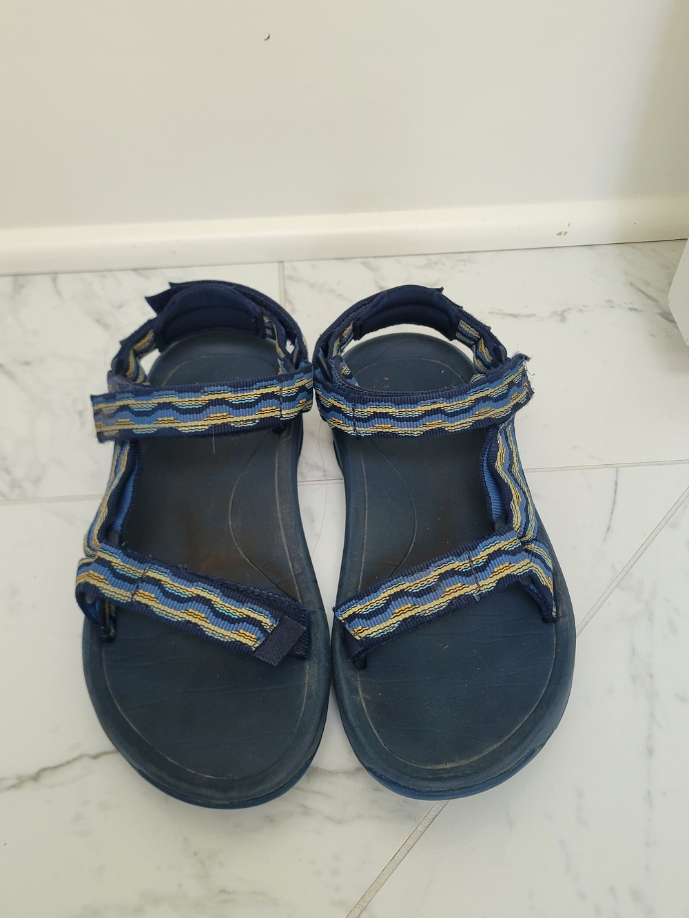 Teva Navy Blue Kids Sandals with Yellow Accent Stripes